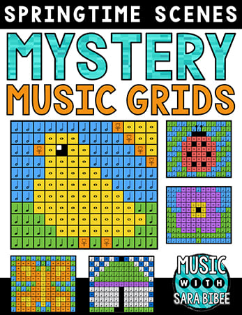 Spring Mystery Music Grids - Bundle classroom sheet music cover