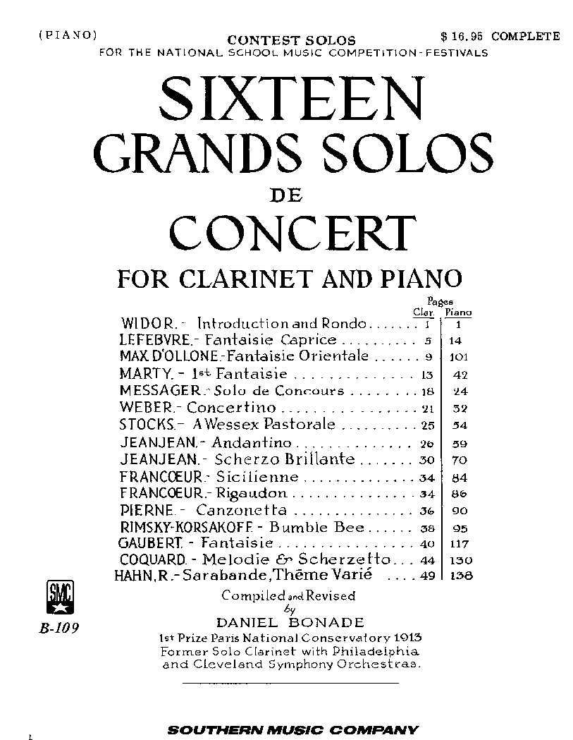 16 Grand Solos de Concert Clarinet with Piano