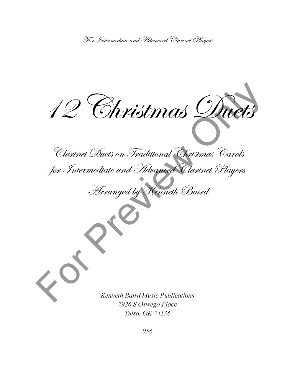 12 Christmas Duets for Clarinets P.O.D.