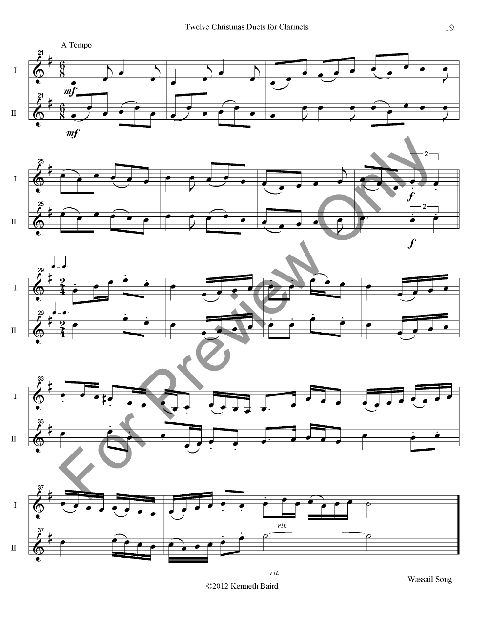 12 Christmas Duets for Clarinets P.O.D.