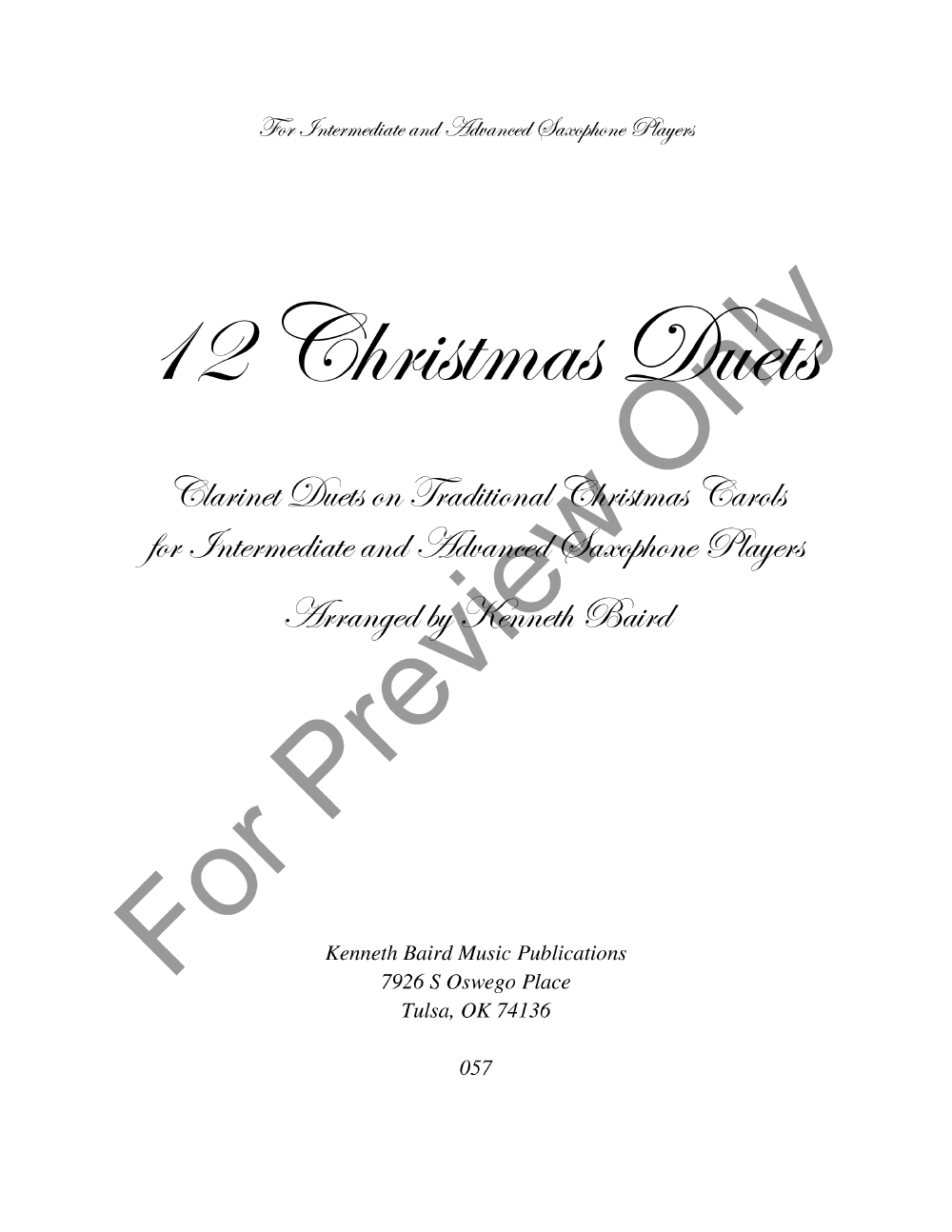 12 Christmas Duets for Saxophones TENOR SAX P.O.D.