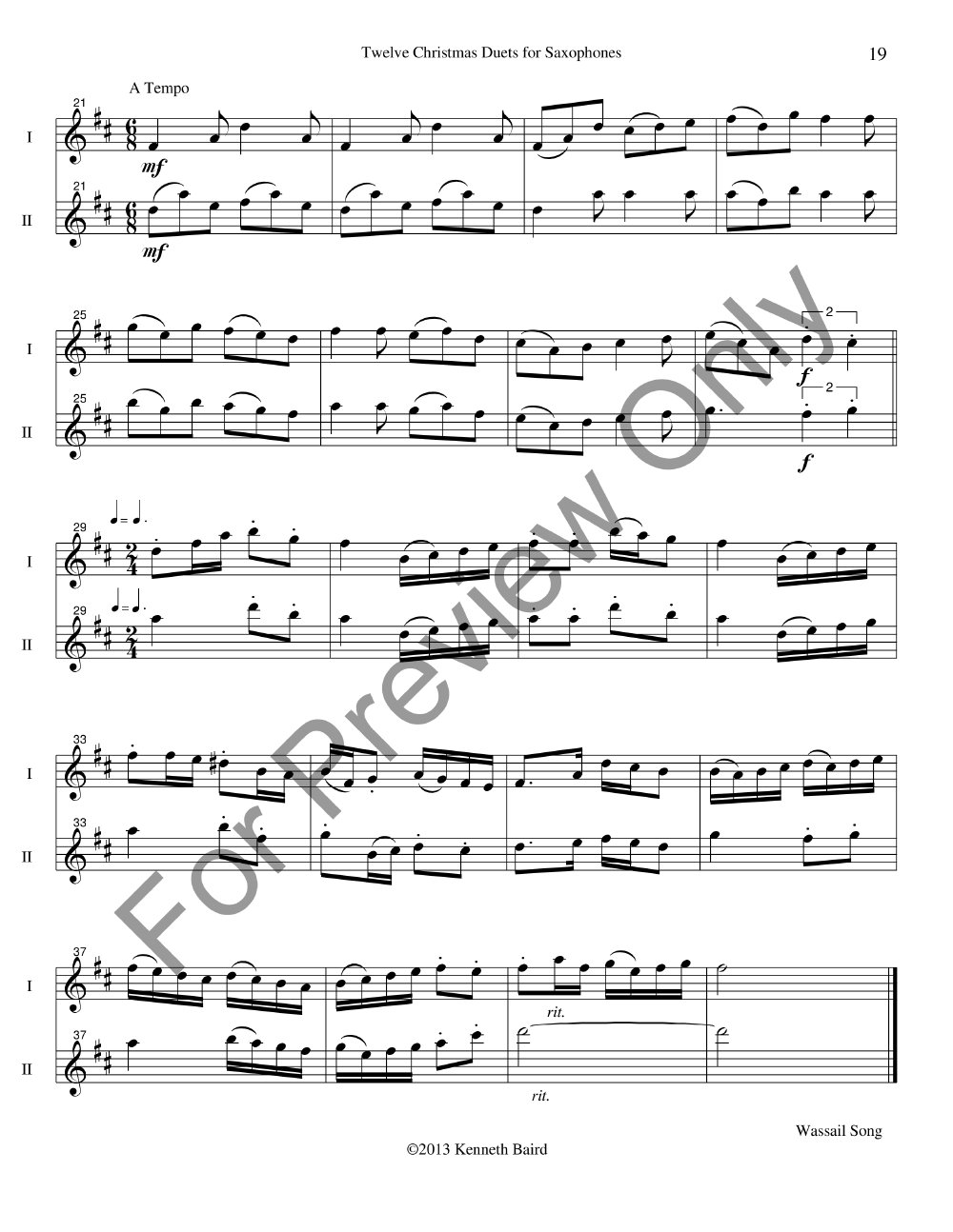 12 Christmas Duets for Saxophones TENOR SAX P.O.D.