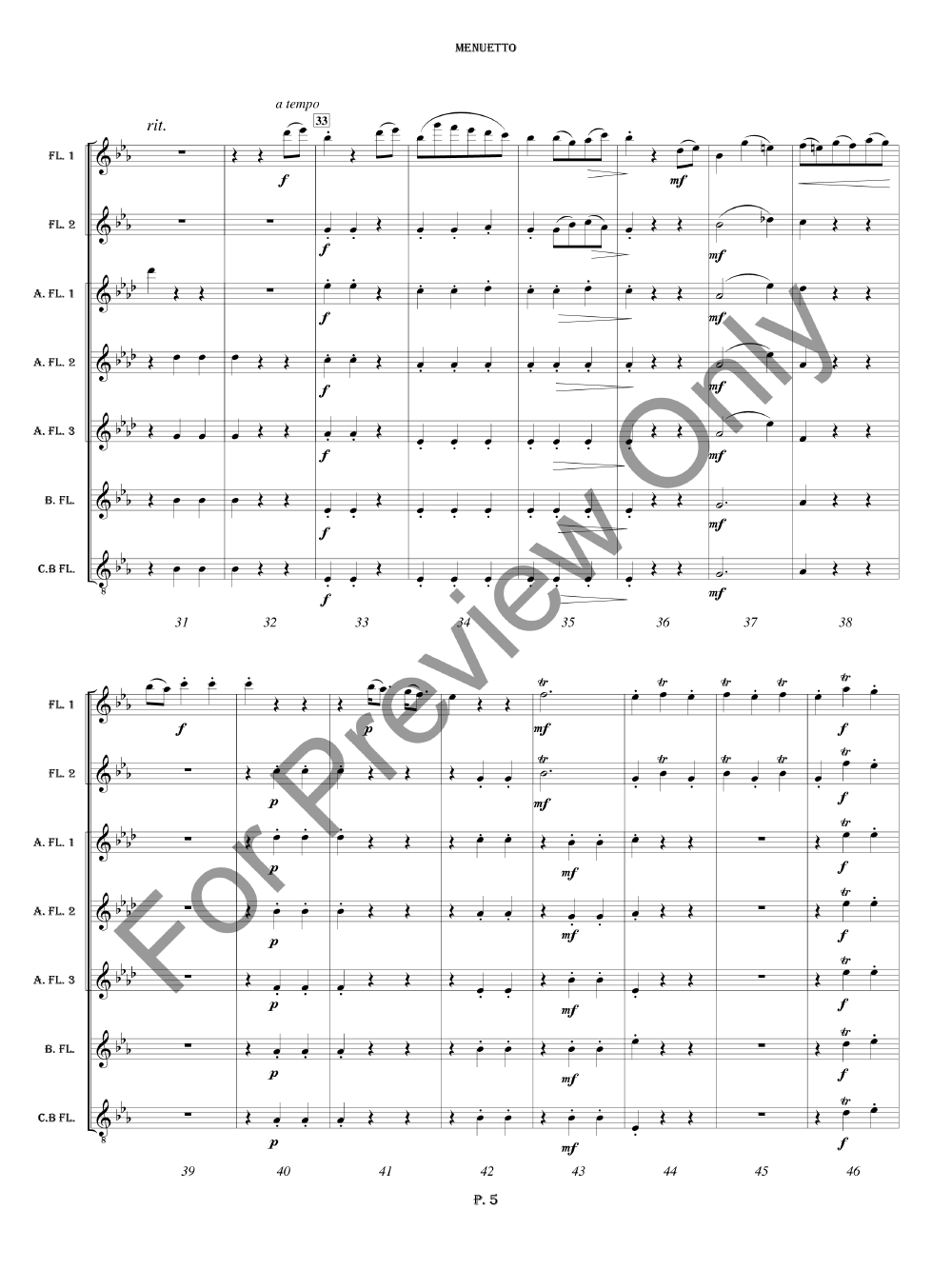 Menuetto, Op. 64, #3 Flute Choir