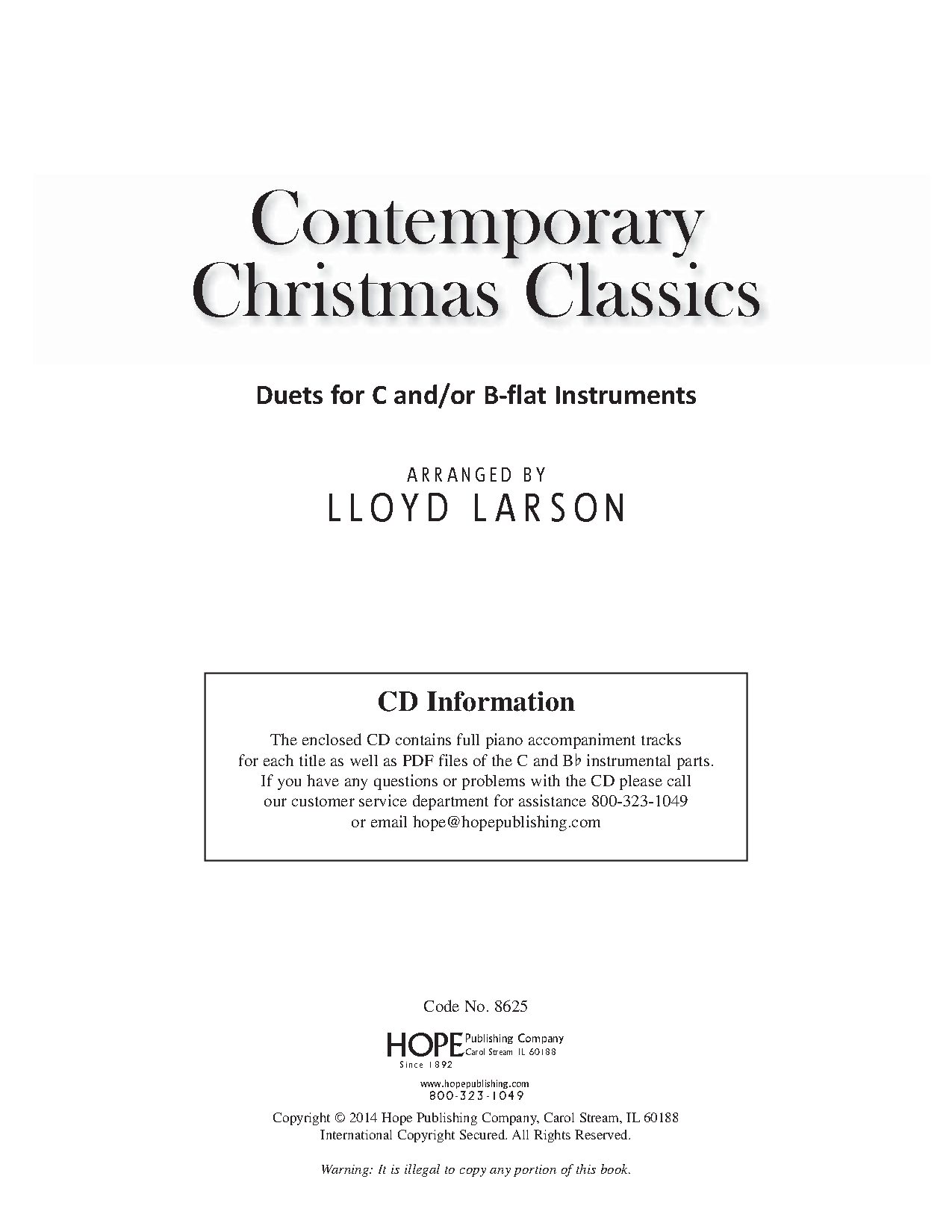 Contemporary Christmas Classics C and/or B-flat Instrument Duets P.O.D.