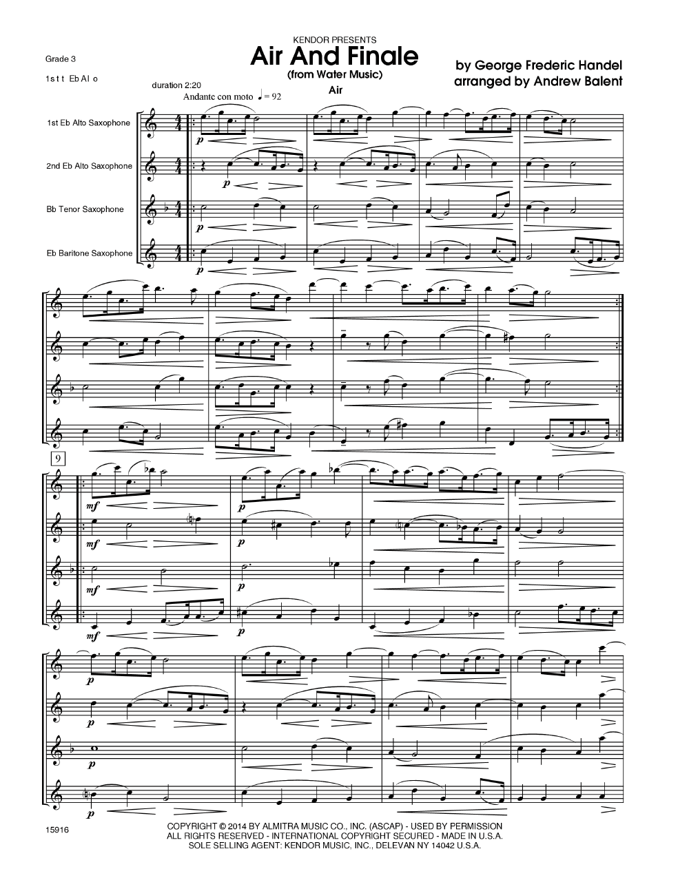Air and Finale AATB Saxophone Quartet