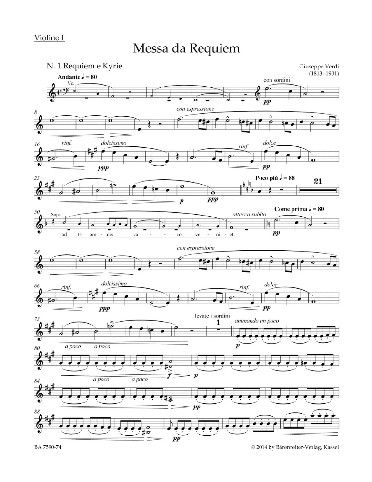 Messa da Requiem Violin 1
