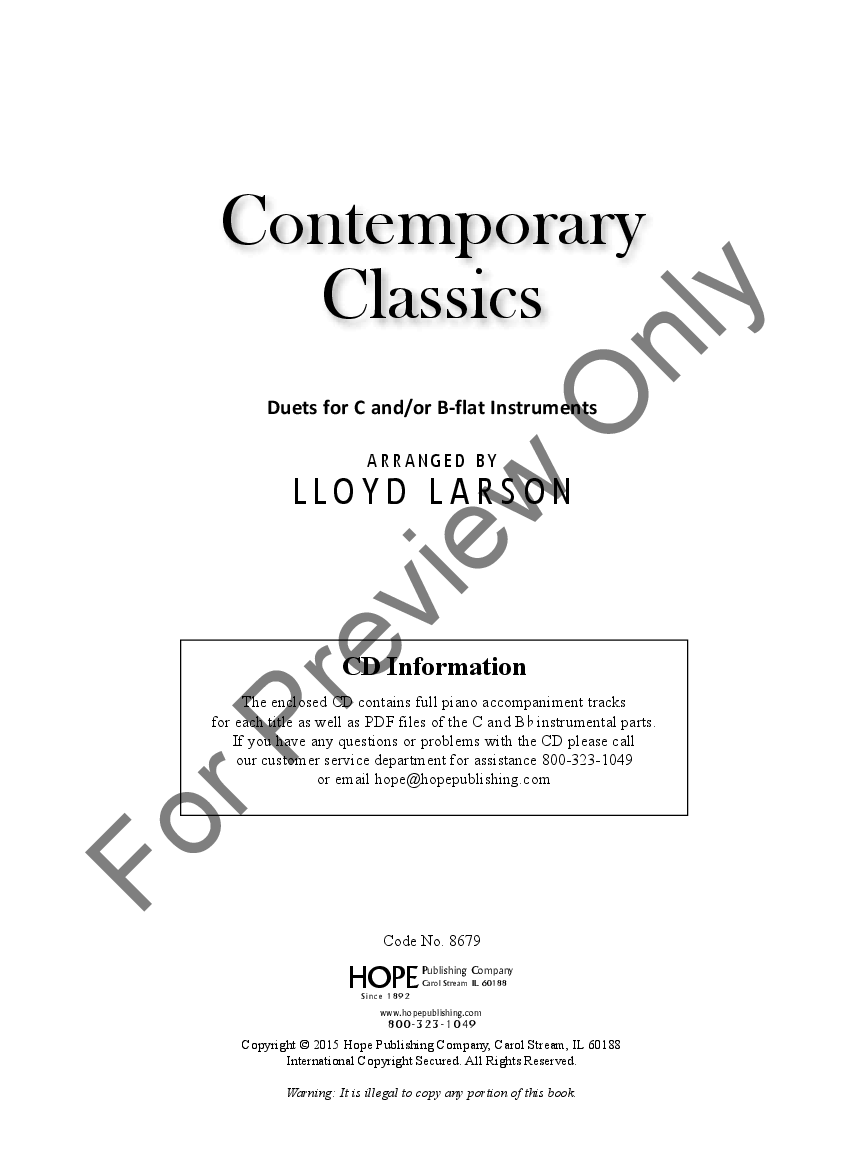 Contemporary Classics C and/or B-flat Instrument Duets BK/CDR