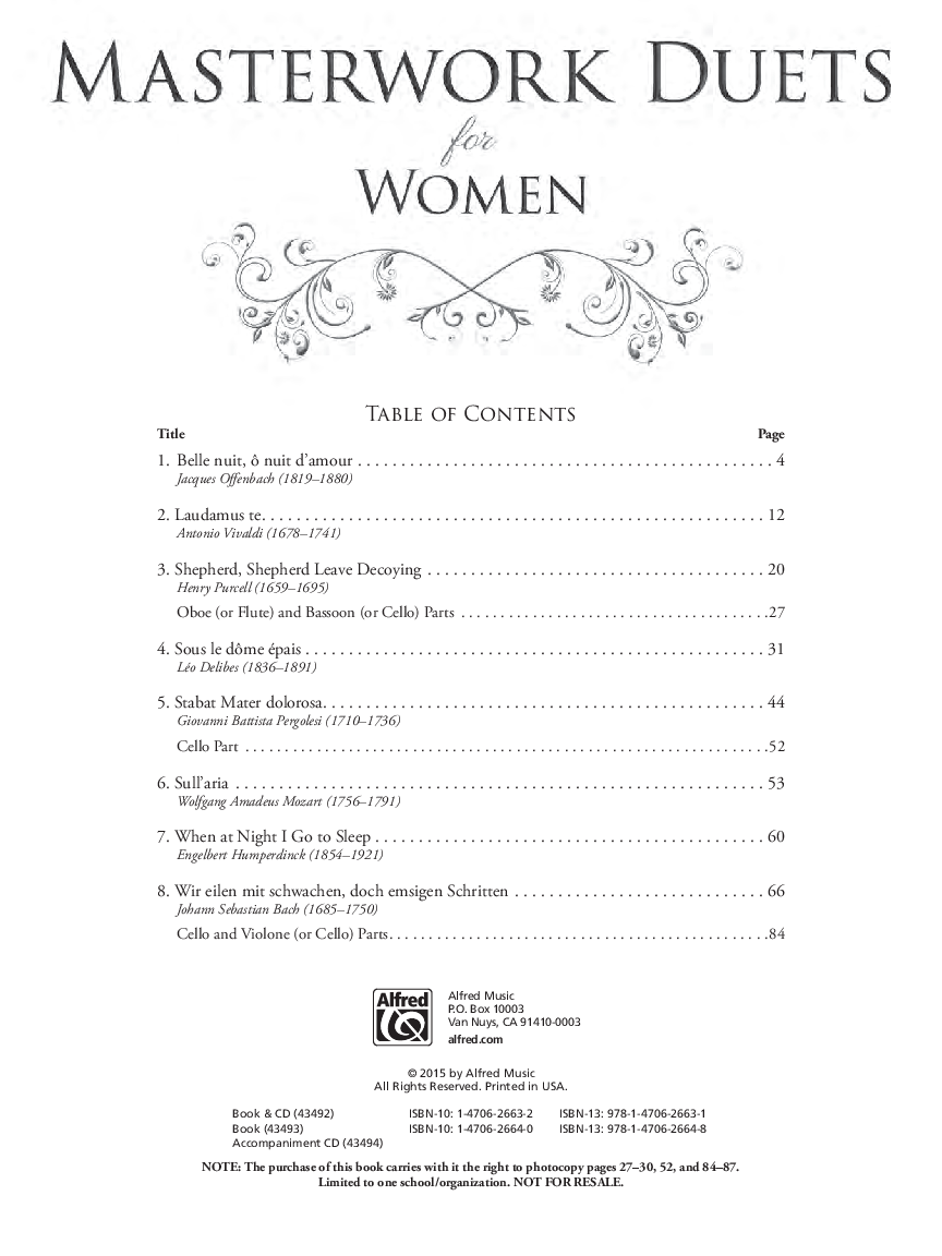Masterwork Duets for Women Book/CD