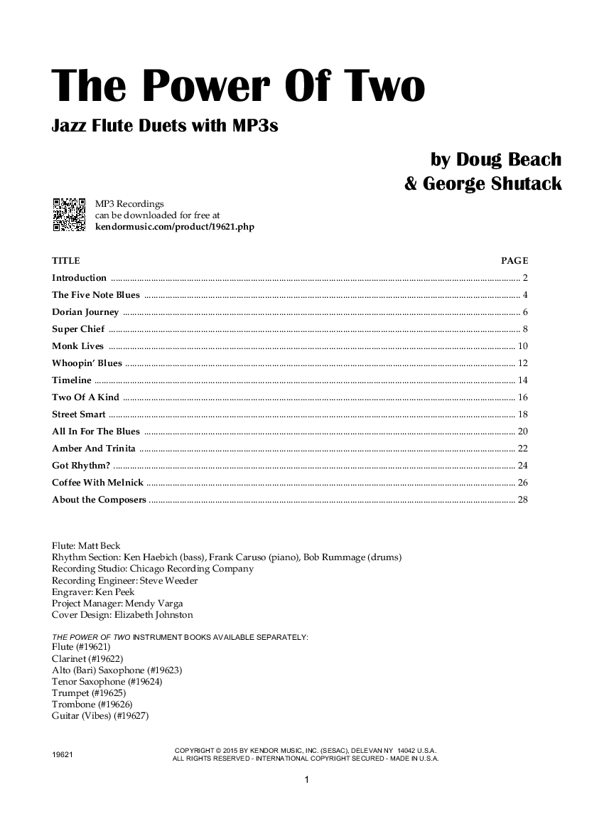 The Power of Two Flute Duets with Online MP3 Access