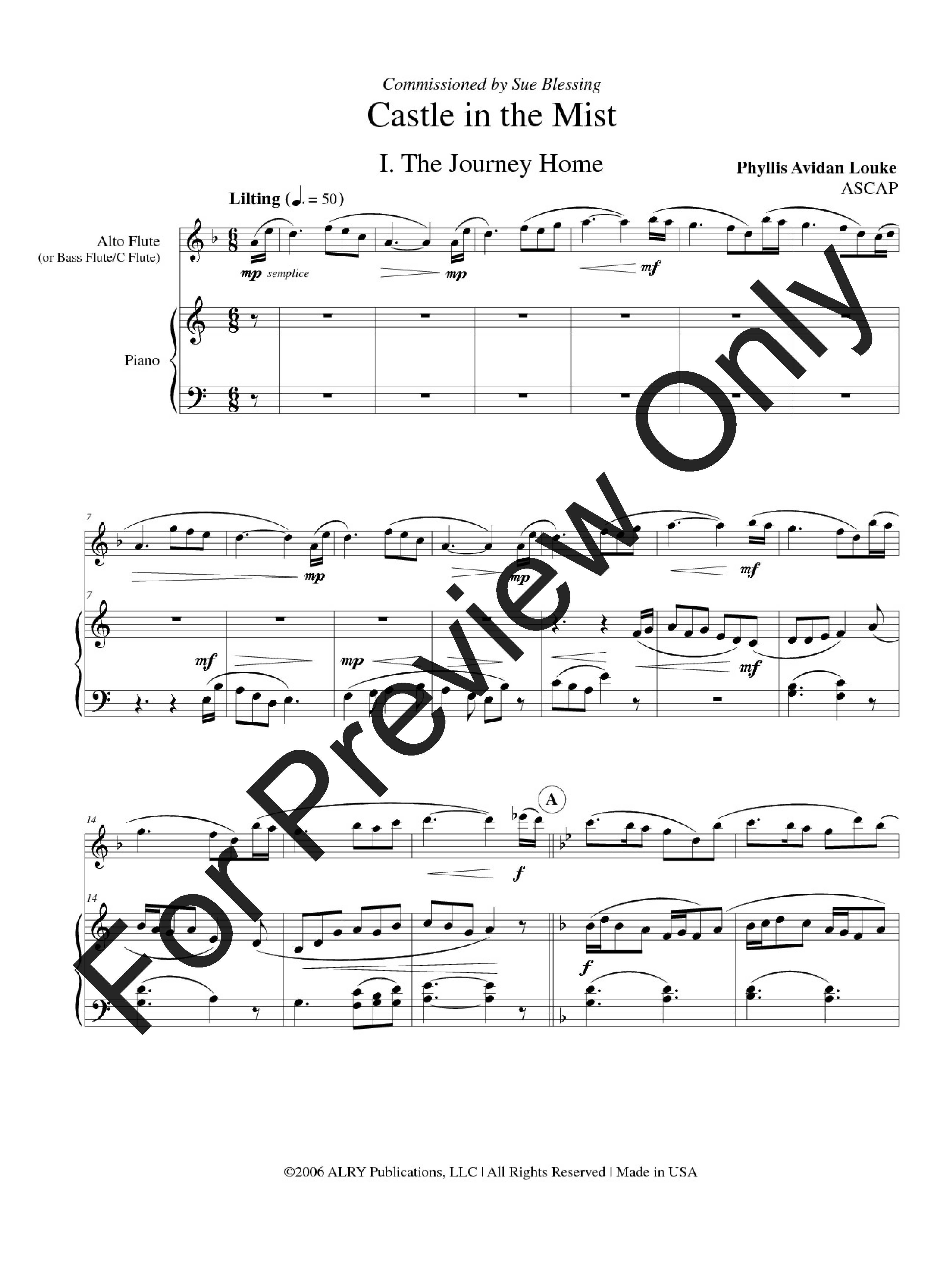 Castle in the Mist Alto Flute and Piano opt. C or Bass flute