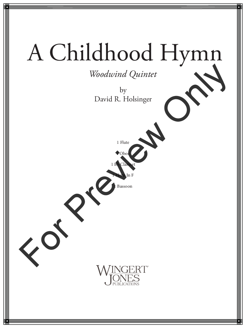 A Childhood Hymn Woodwind Quintet