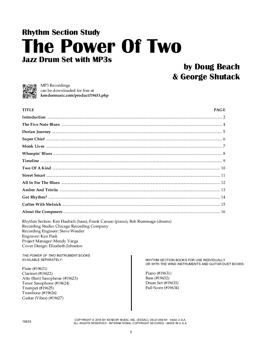 The Power of Two Rhythm Section Drum Set Book with Online Audio Access