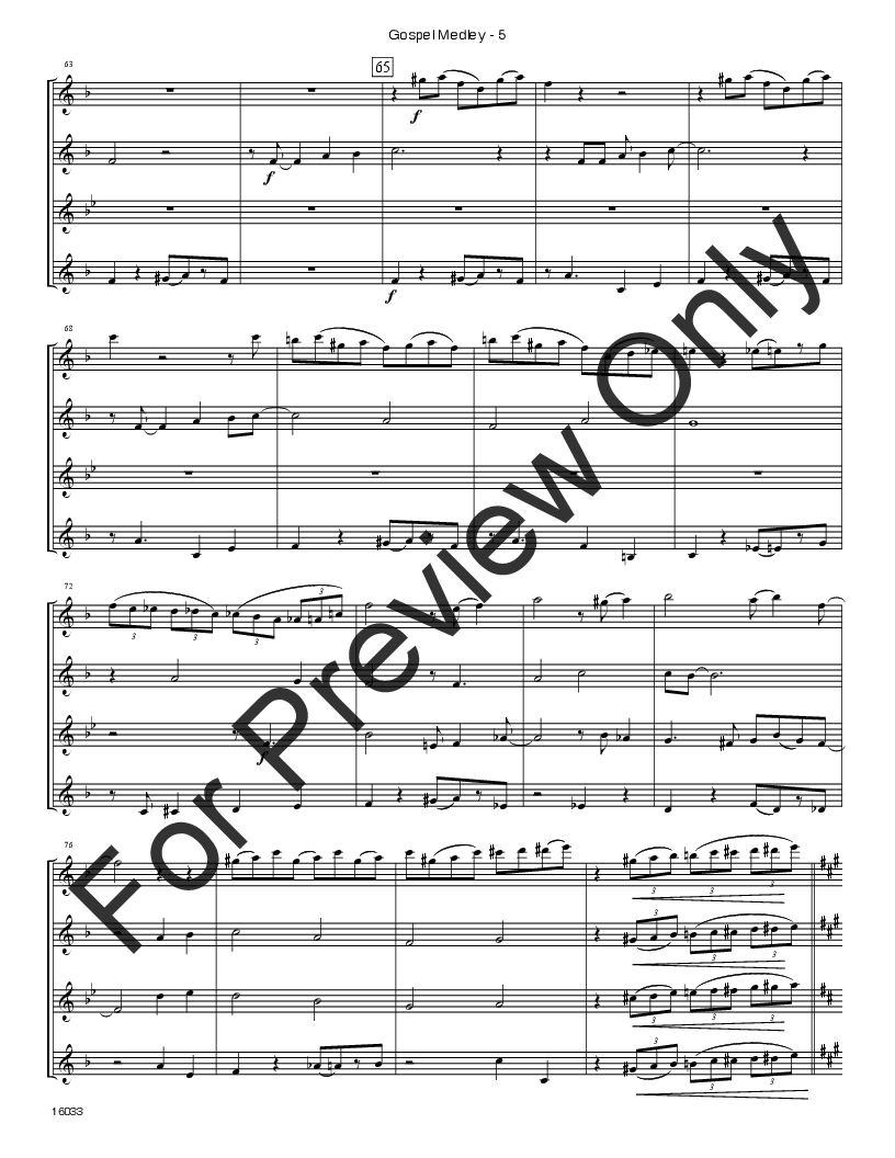 Gospel Medley AATB or SATB Saxophone Quartet