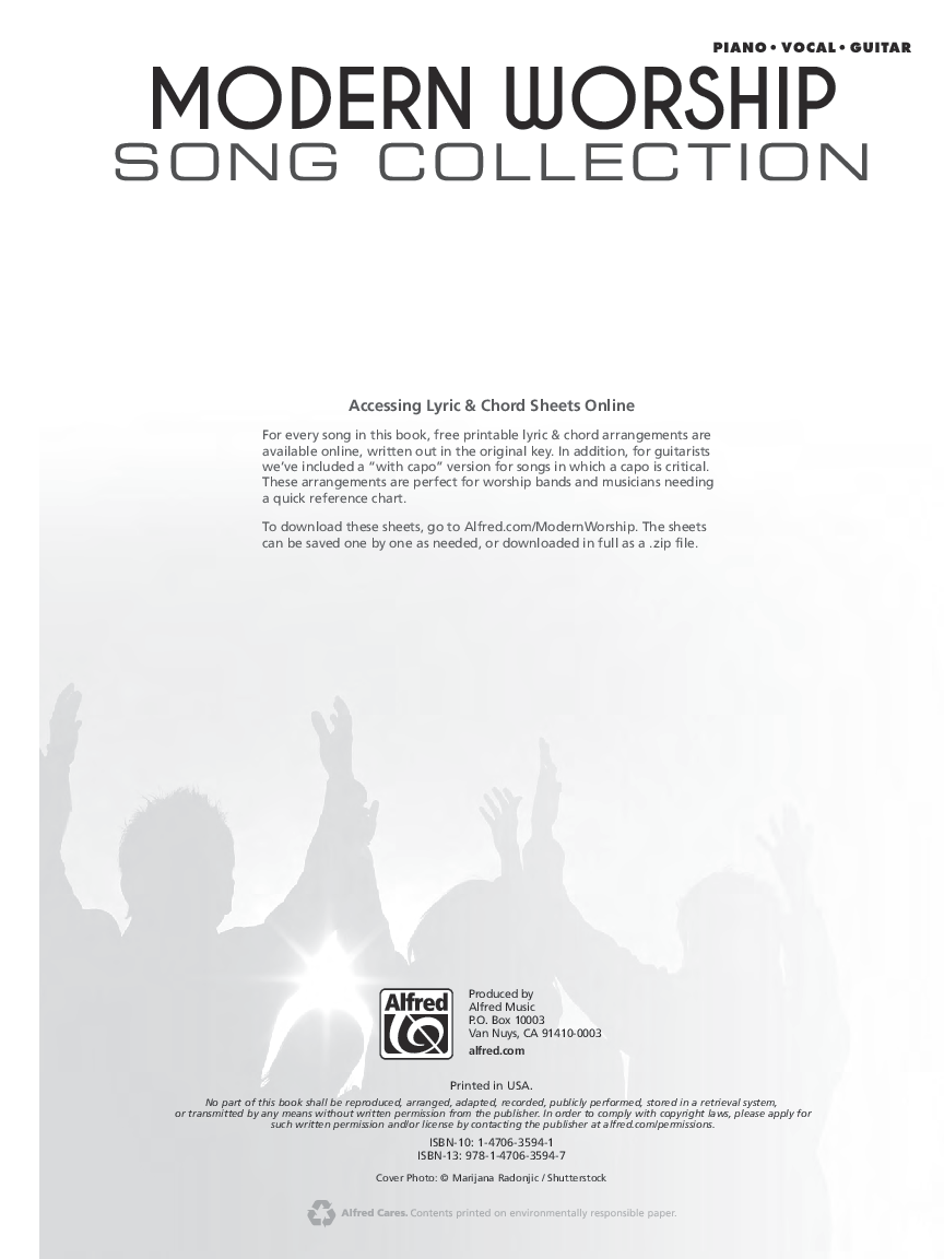 Modern Worship Song Collection P/V/G with Online lyric/chord sheets