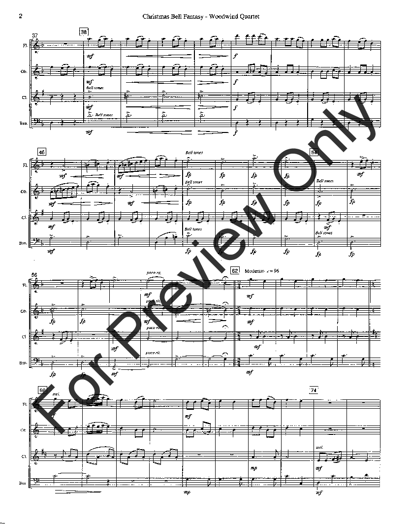 Christmas Bell Fantasy Flute, Oboe, Clarinet, Bassoon - opt. Bass Clar