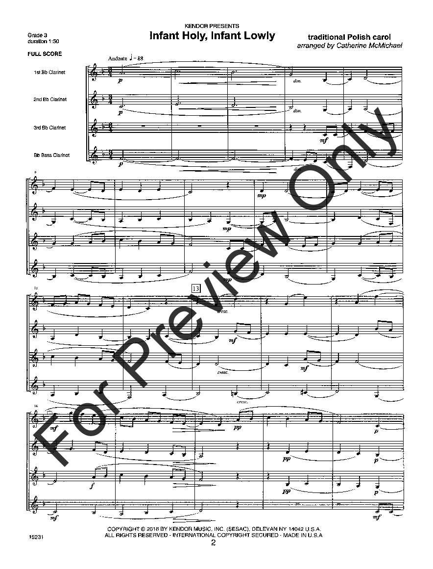 Contemporary Christmas Classics Clarinet Quartet - Score