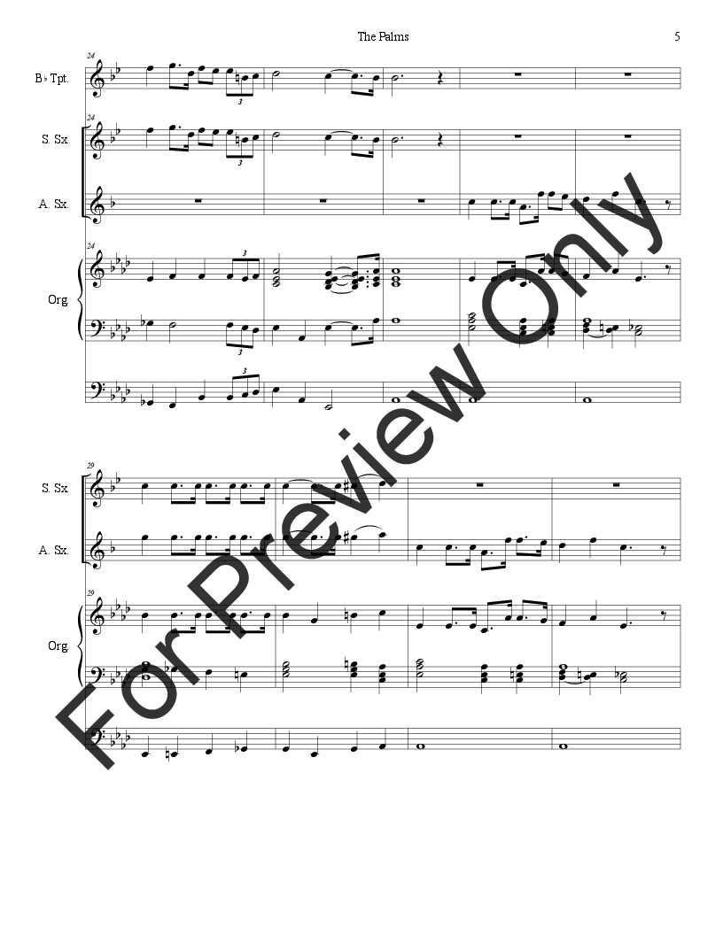The Palms SATB Sax Quartet with trumpet, organ P.O.D.