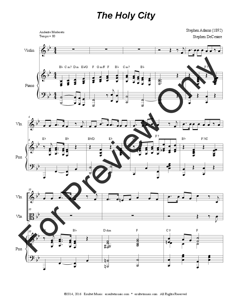 The Holy City (Duet for Violin and Viola) P.O.D.