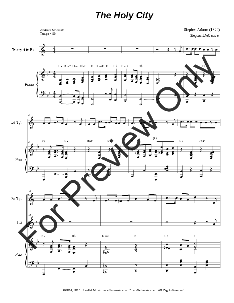 The Holy City (Duet for Bb-Trumpet and French Horn) P.O.D.