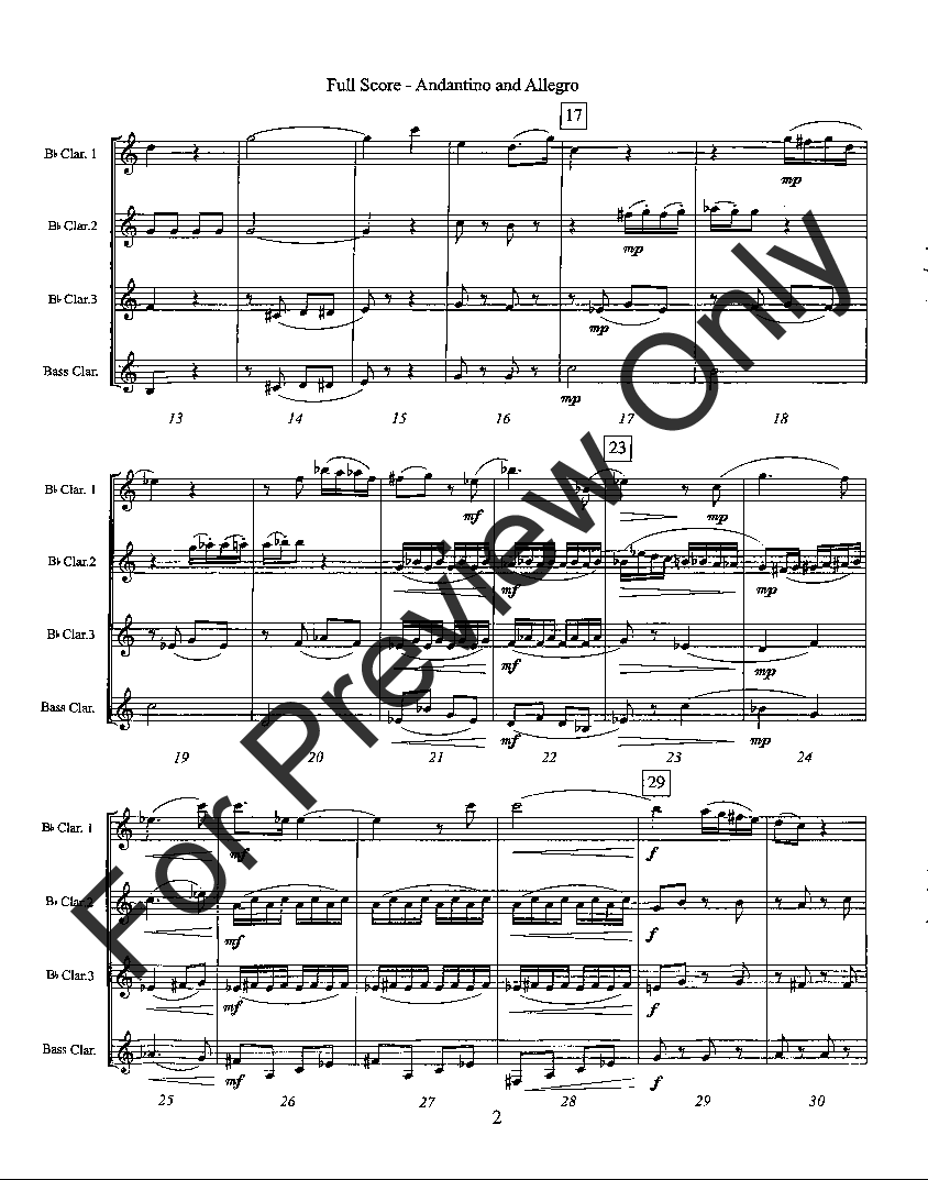 Andantino and Allegro Mixed Clarinet Quartet