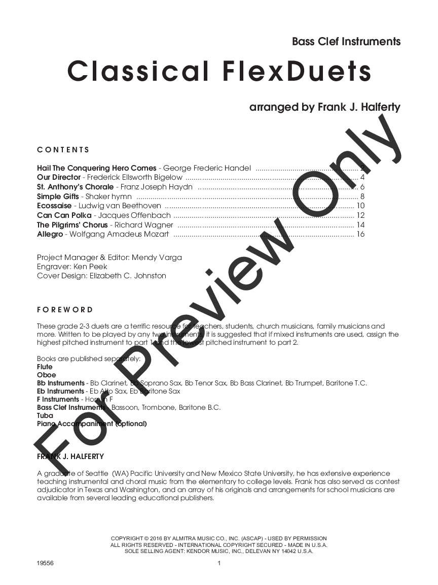 Classical FlexDuets Bass Clef Instruments