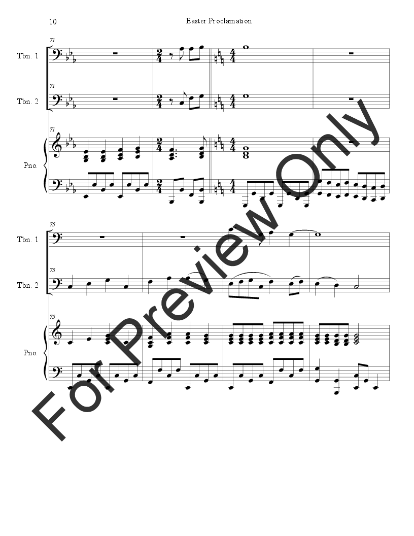 Easter Proclamation (The Risen Christ) Trombone Duet with Piano P.O.D.