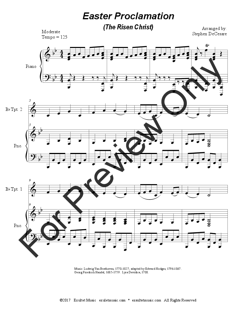Easter Proclamation (The Risen Christ) Trumpet Duet and Piano P.O.D.