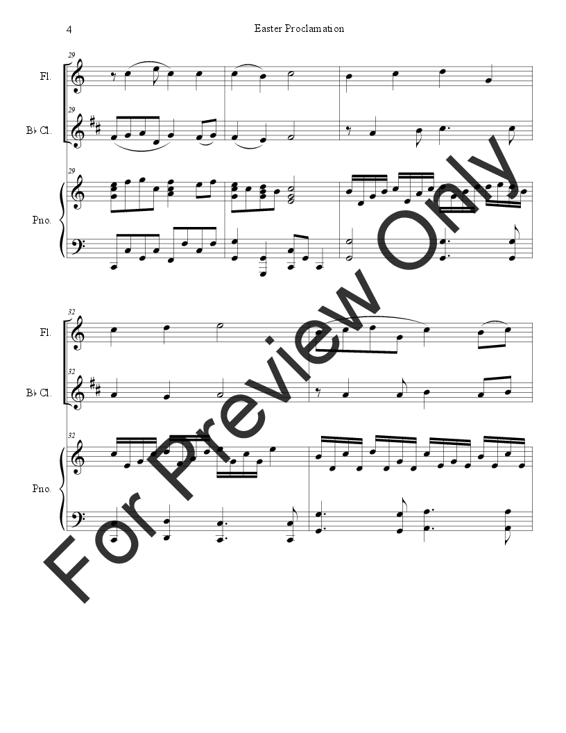 Easter Proclamation (The Risen Christ) Flute Clarinet Duet with Piano P.O.D.