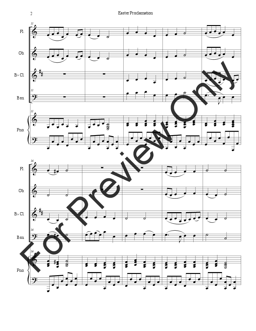 Easter Proclamation (The Risen Christ) Flute, Oboe, Clarinet, Bassoon and Piano P.O.D.