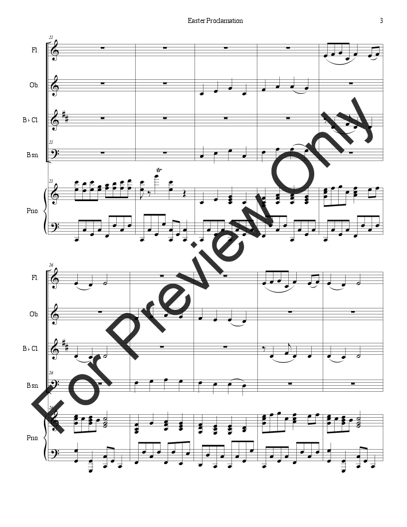 Easter Proclamation (The Risen Christ) Flute, Oboe, Clarinet, Bassoon and Piano P.O.D.
