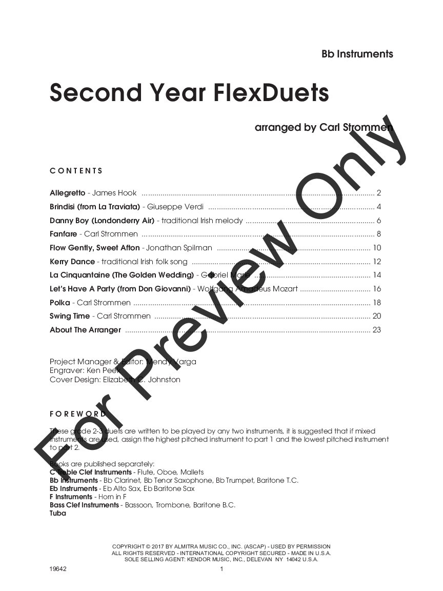 Second Year FlexDuets Bb Instruments - Clarinet, Tenor Sax, Trumpet, Baritone T.C.