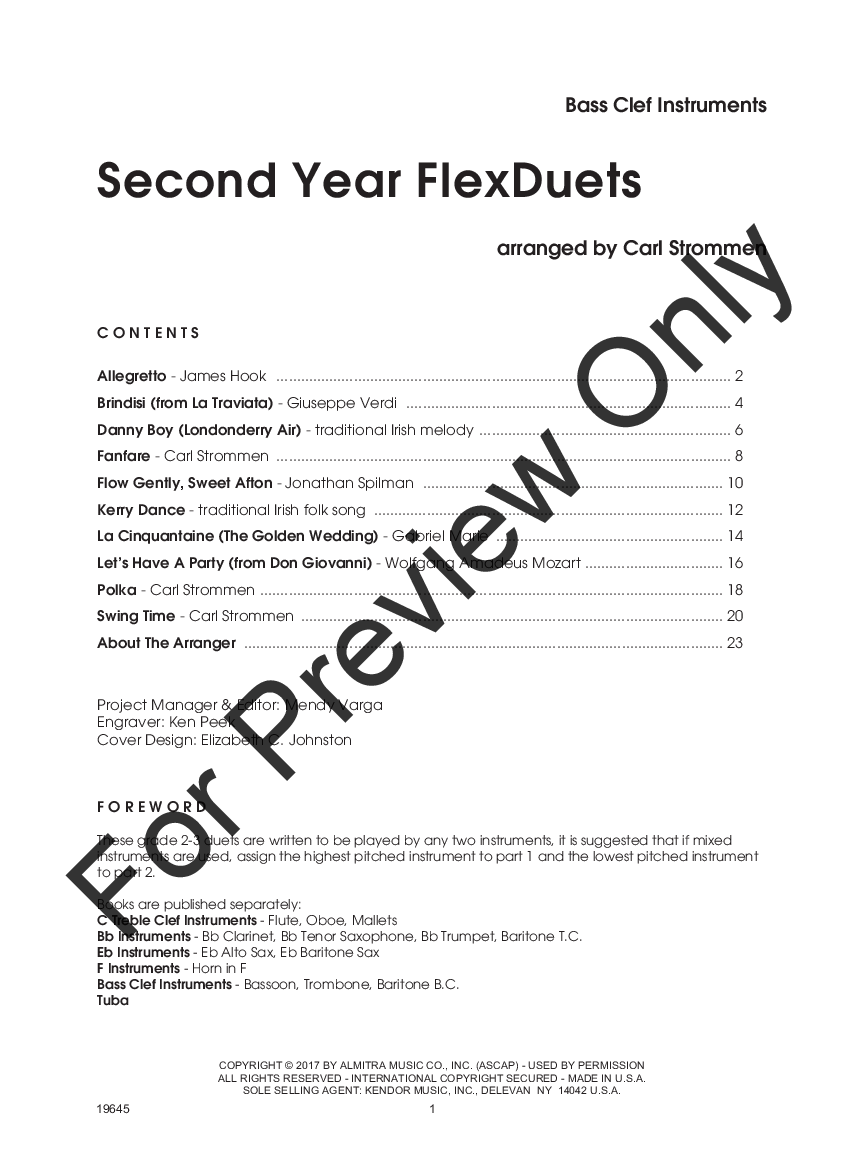 Second Year FlexDuets Bass Clef Instruments - Bassoon, Trombone, Baritone B.C.