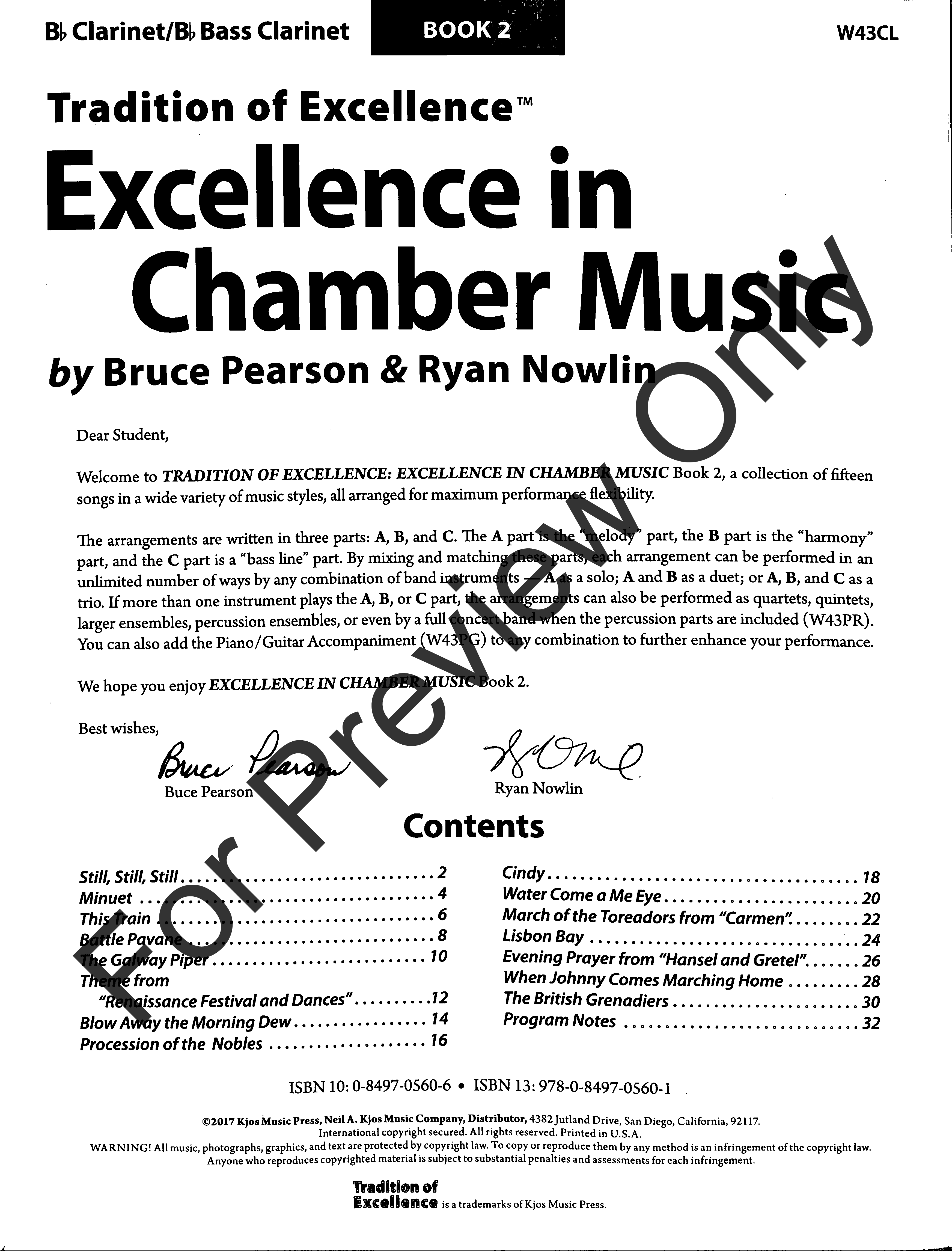 Excellence in Chamber Music #2 Clarinet / Bass Clarinet Book