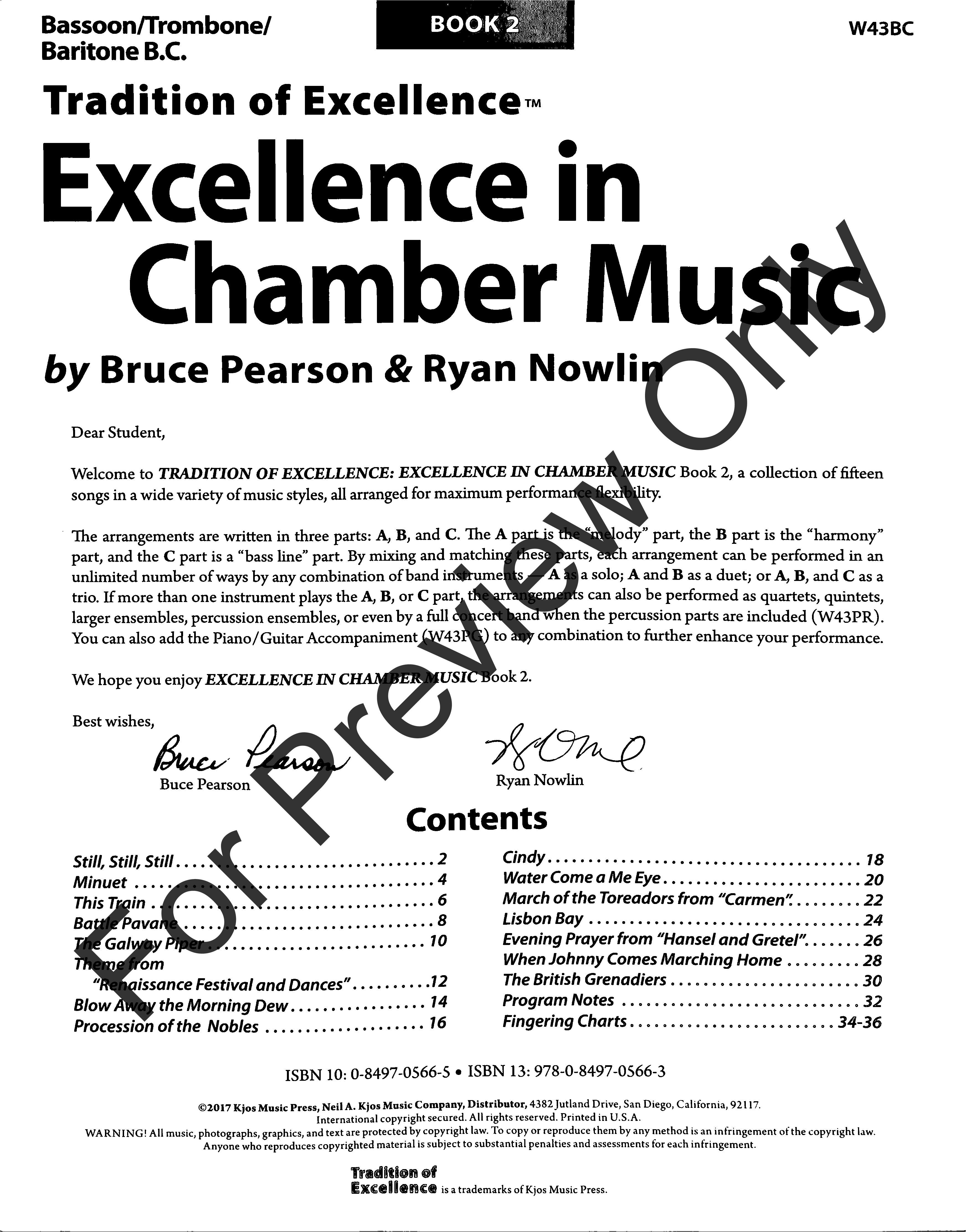 Excellence in Chamber Music #2 Bassoon / Trombone / Baritone B.C. Book
