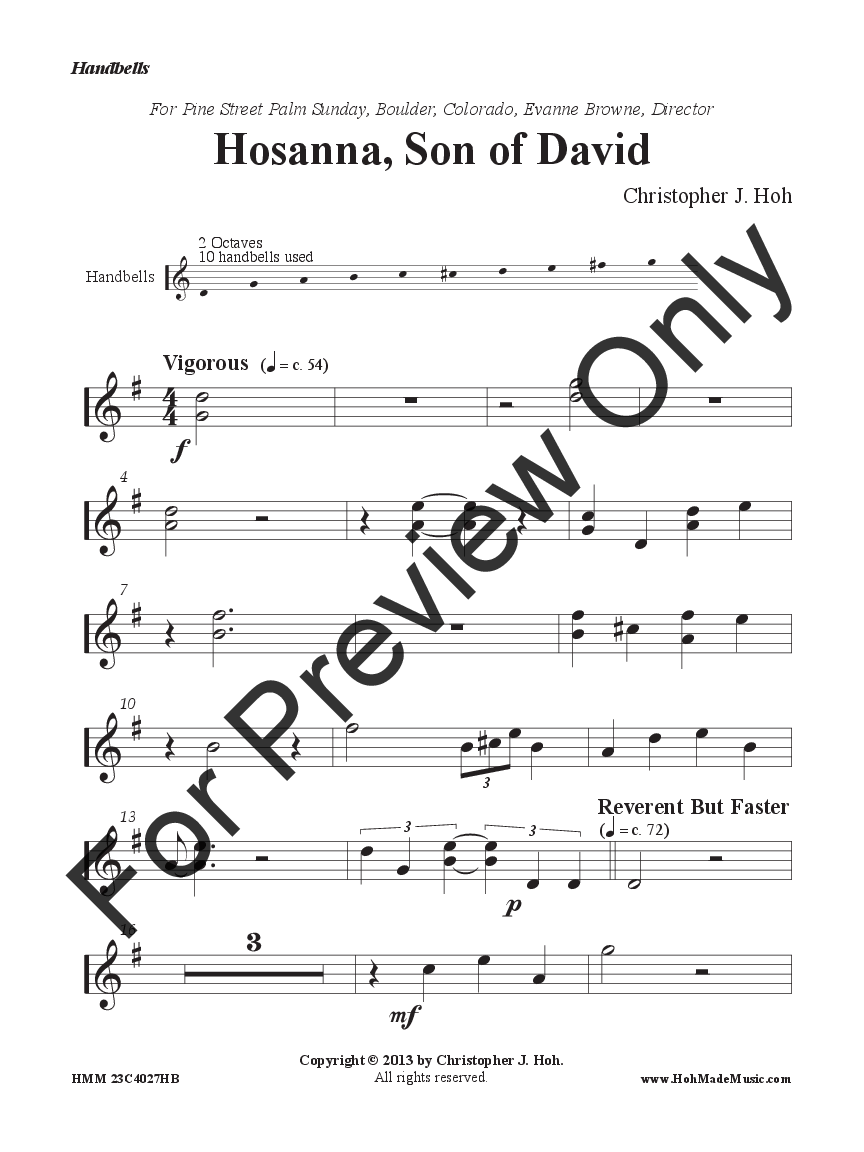 Hosanna, Son of David INST PARTS P.O.D.