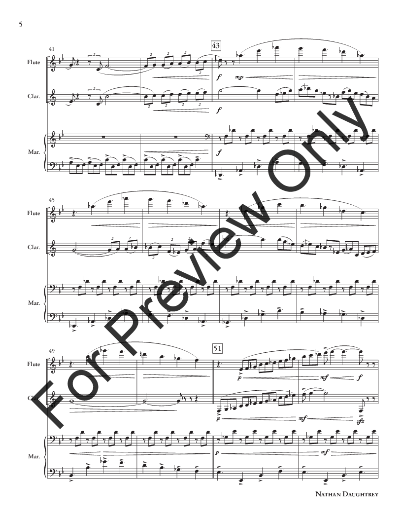 Burn3 Flute, Clarinet and Marimba (5-octave) - Score and Parts