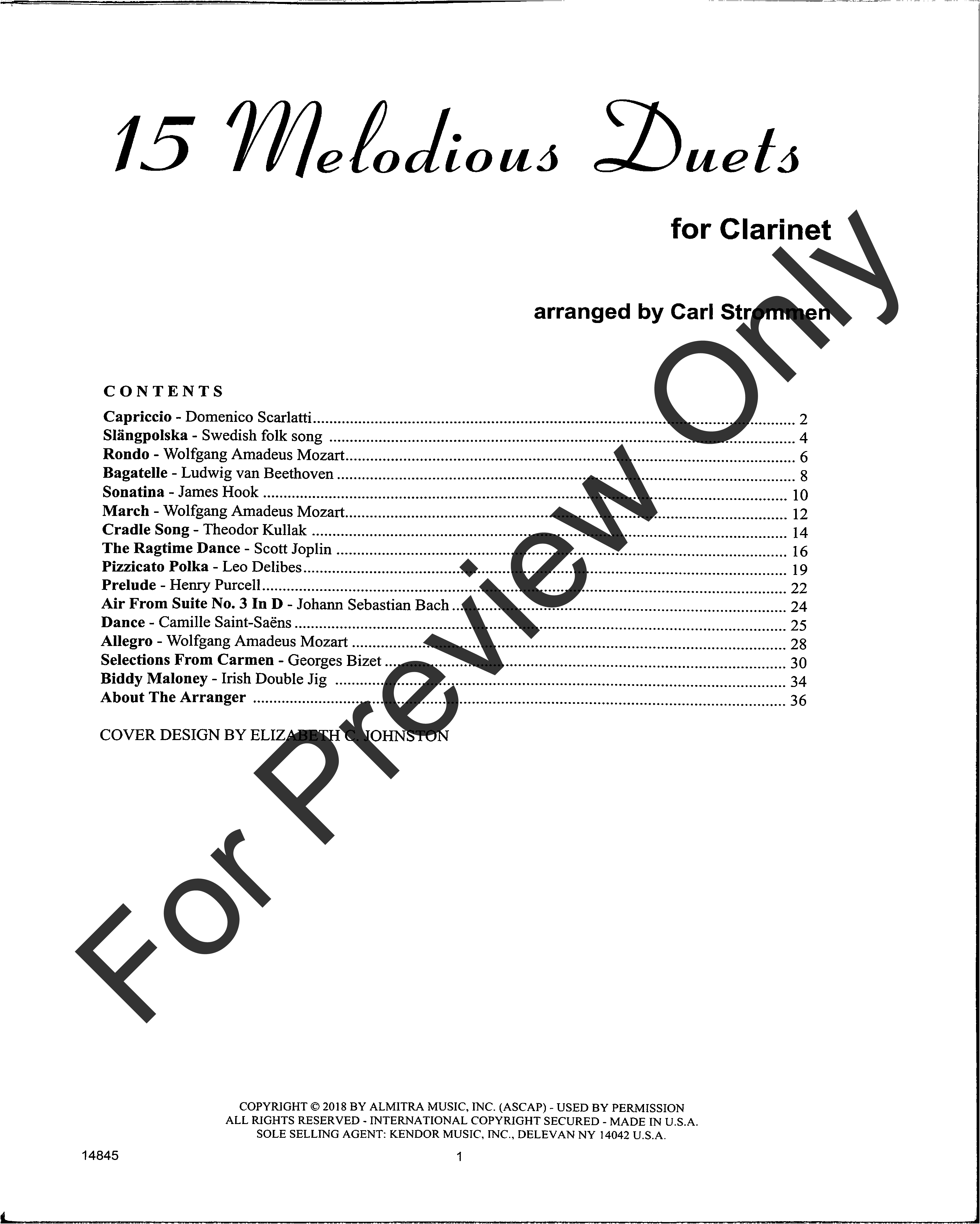 15 Melodious Duets Clarinet