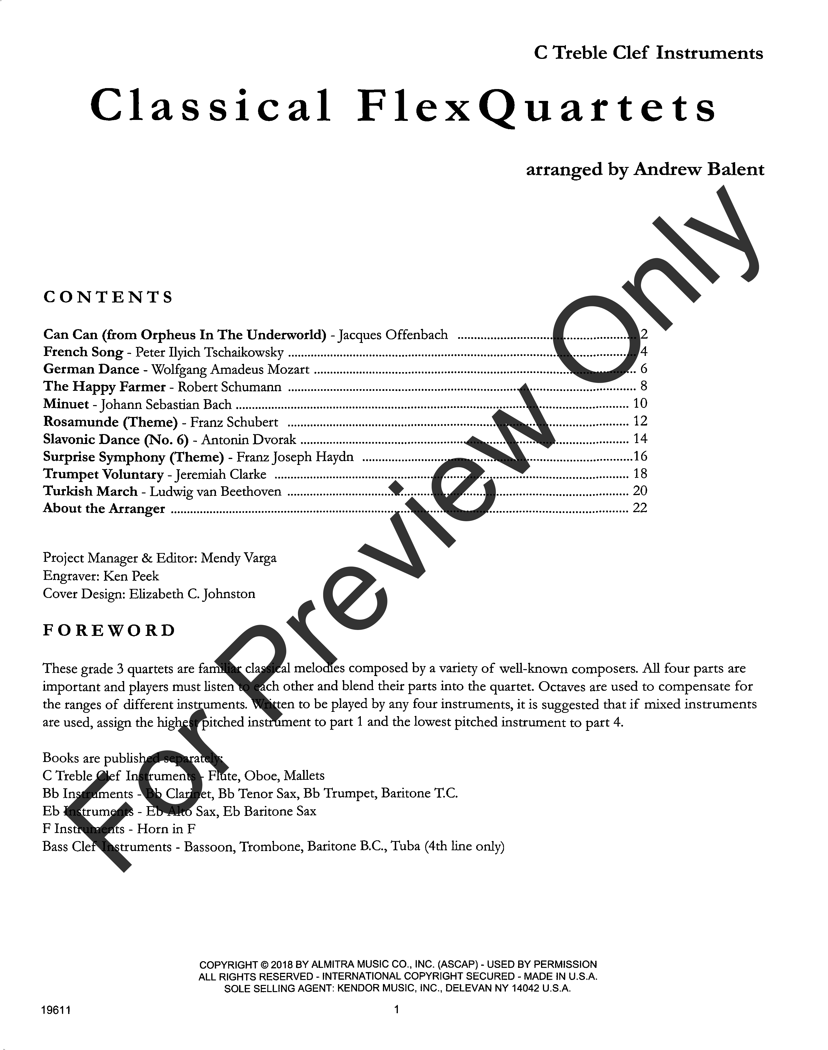Classical FlexQuartets C Treble Clef Instruments Book