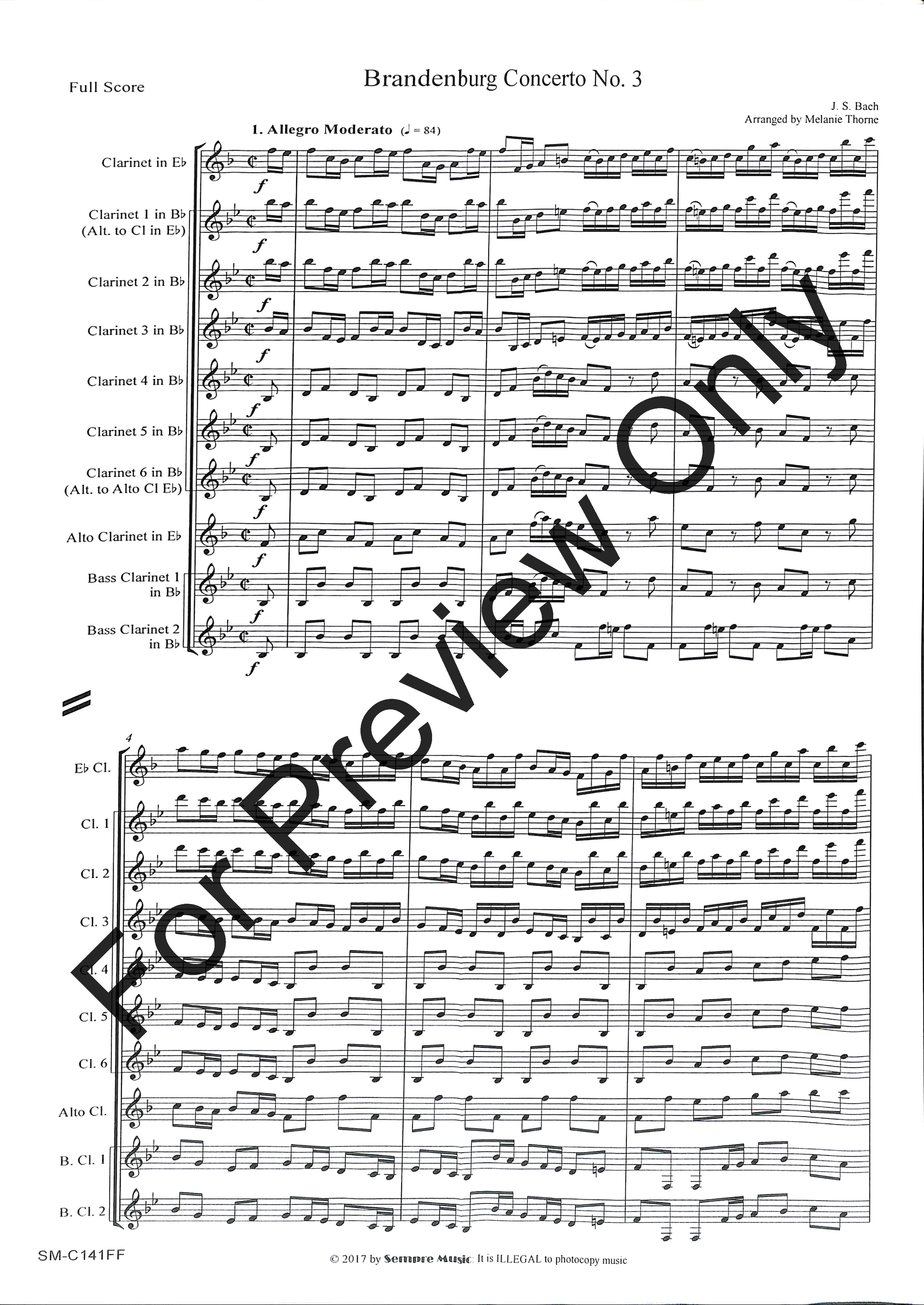 Brandenburg Concerto #3 Clarinet Octet