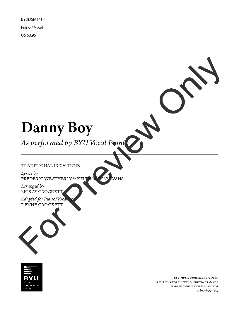 Danny Boy Vocal Solo with Piano P.O.D.