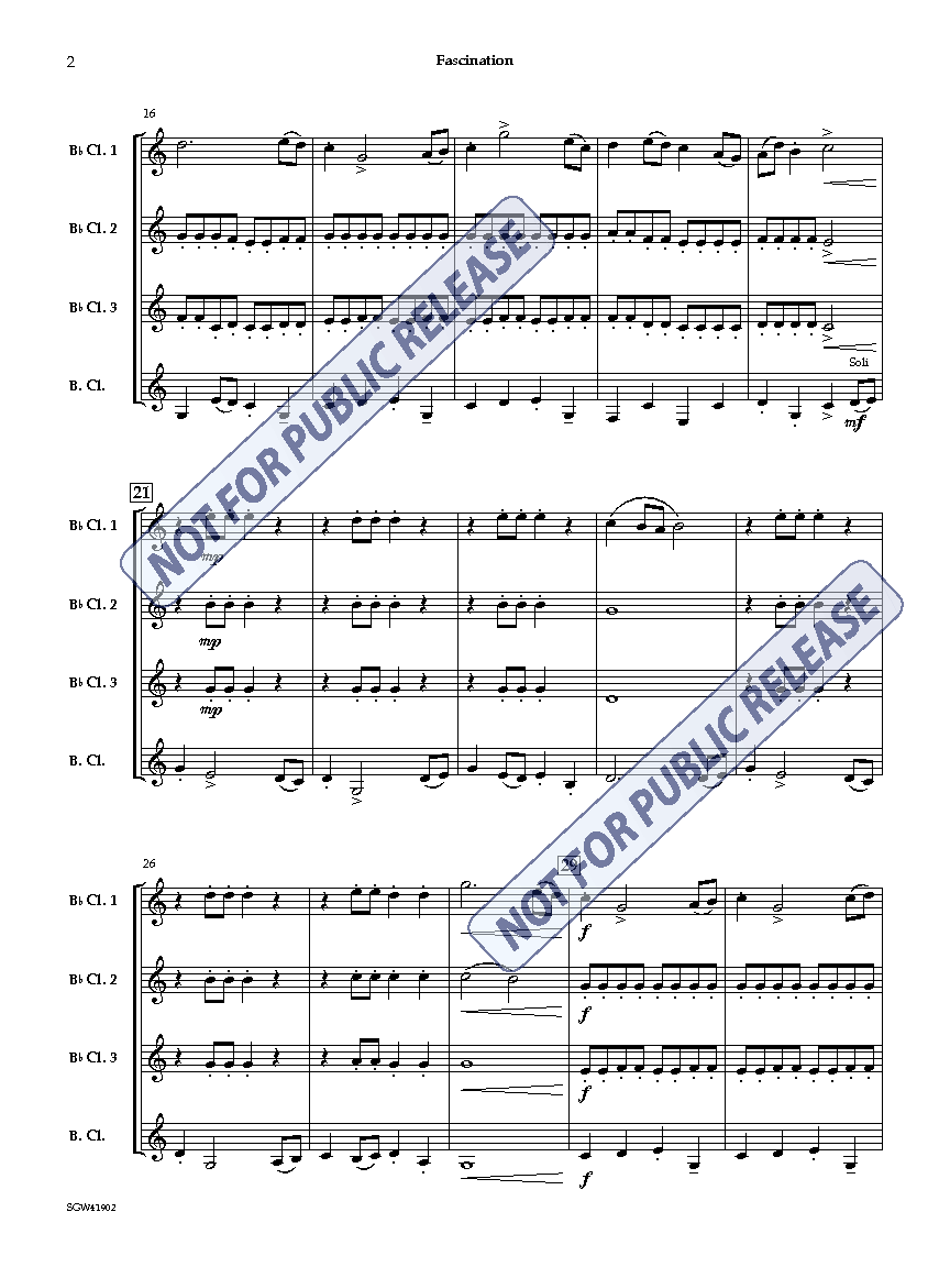 Fascination Three Bb Clarinet and Bass Clarinet (Optional 4th Bb Clarinet)