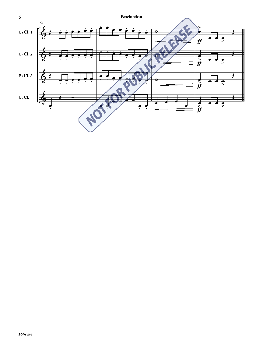Fascination Three Bb Clarinet and Bass Clarinet (Optional 4th Bb Clarinet)