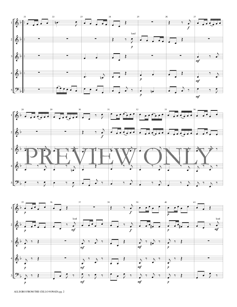 Allegro from the Cello Sonata Interchangeable Woodwind Ensemble