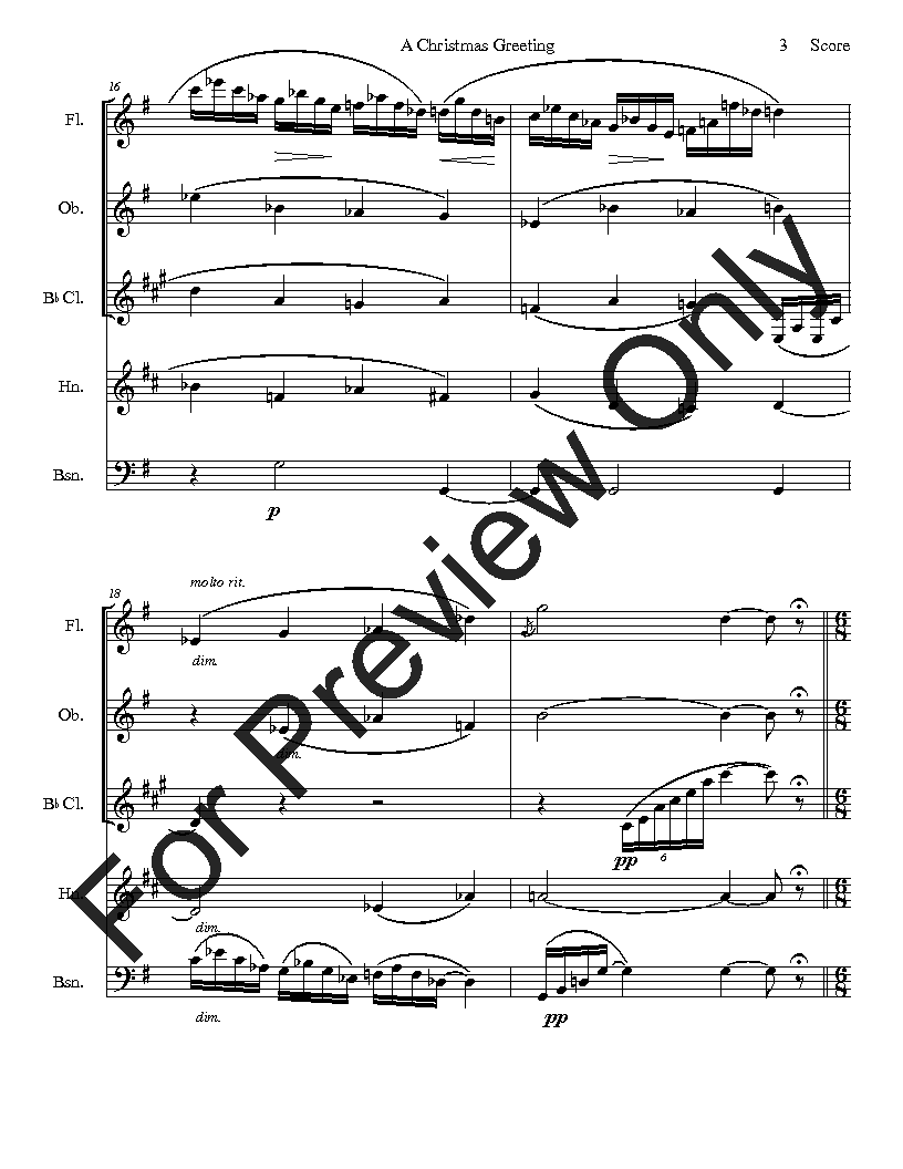 A Christmas Greeting set for Woodwind Quintet P.O.D.