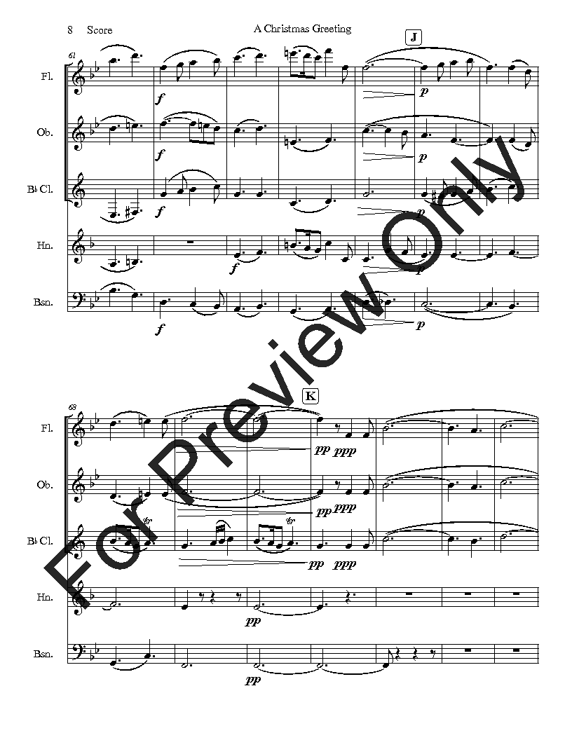 A Christmas Greeting set for Woodwind Quintet P.O.D.