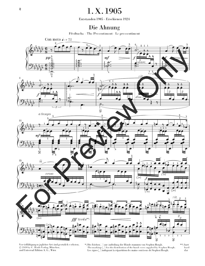 1. X. 1905 Urtext Piano