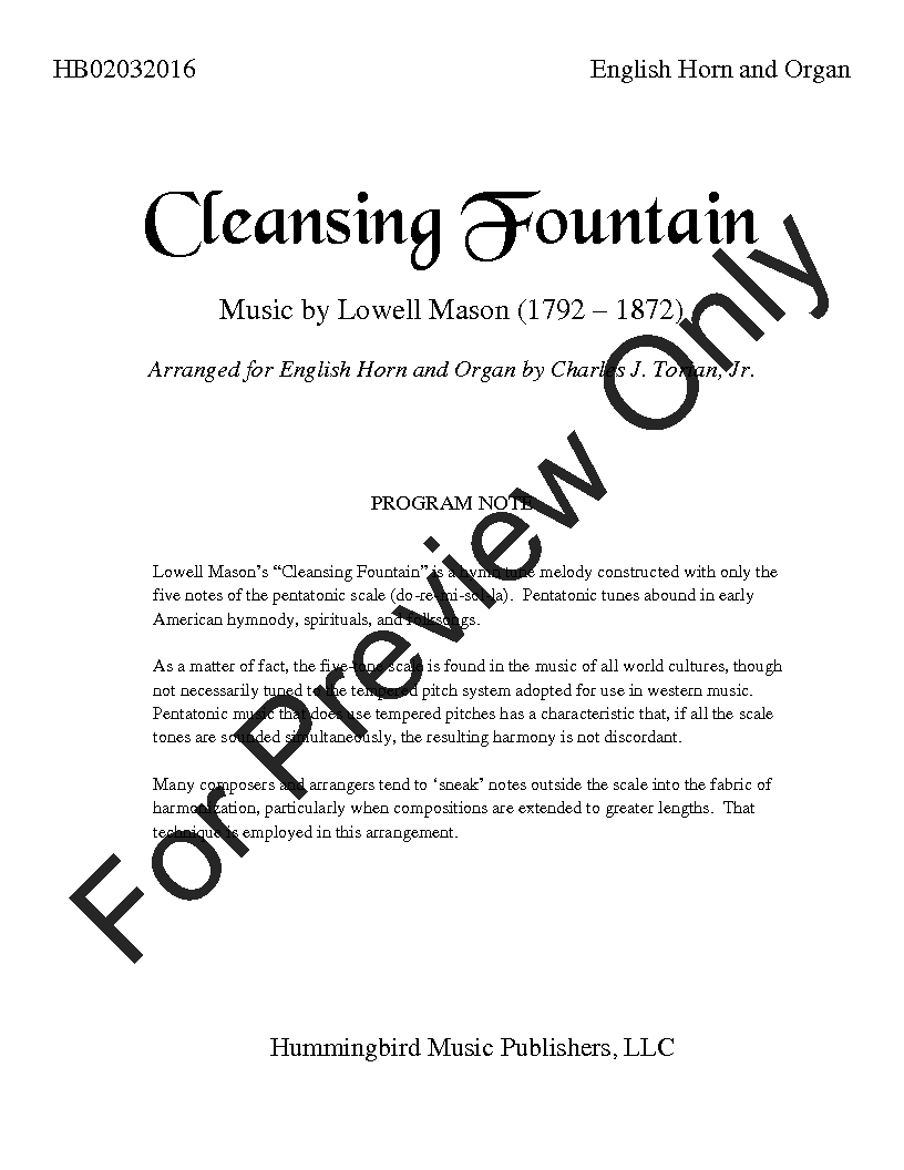 Cleansing Fountain English Horn Solo with Organ