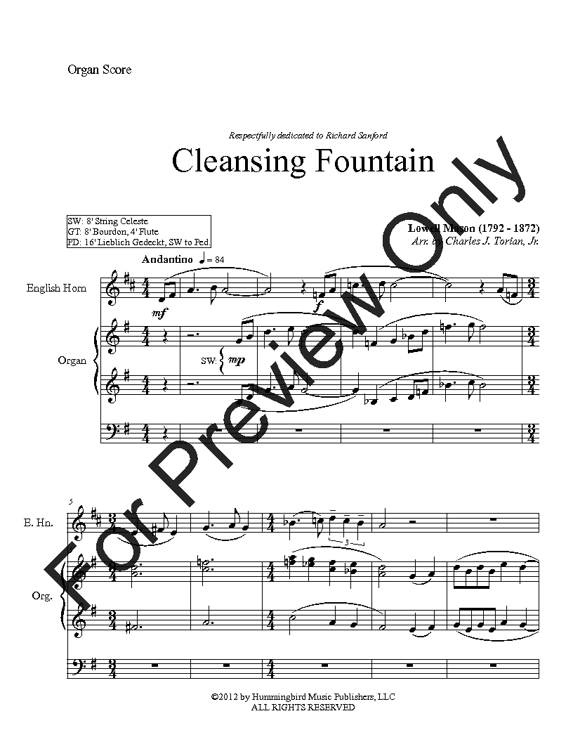 Cleansing Fountain English Horn Solo with Organ