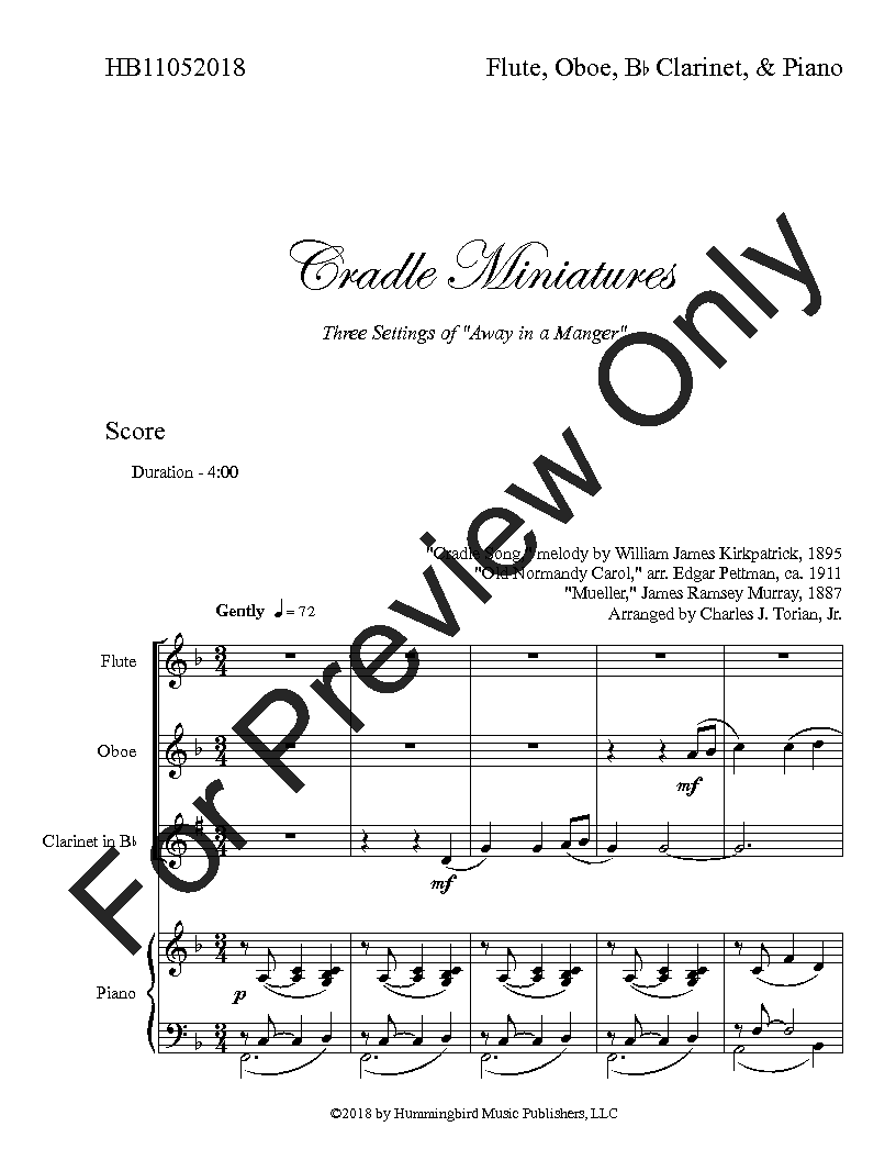 Cradle Miniatures Flute, Oboe, Clarinet Trio with Piano
