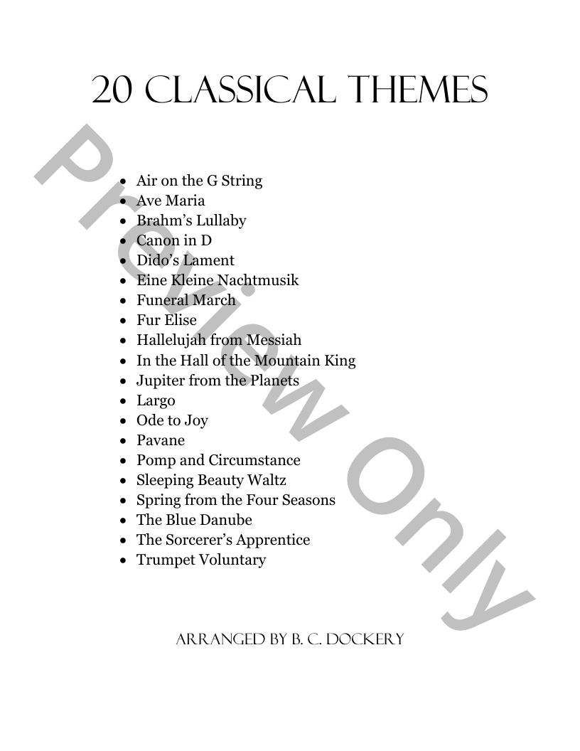  20 Classical Themes for Violin and Cello Duet with Piano Accompaniment P.O.D